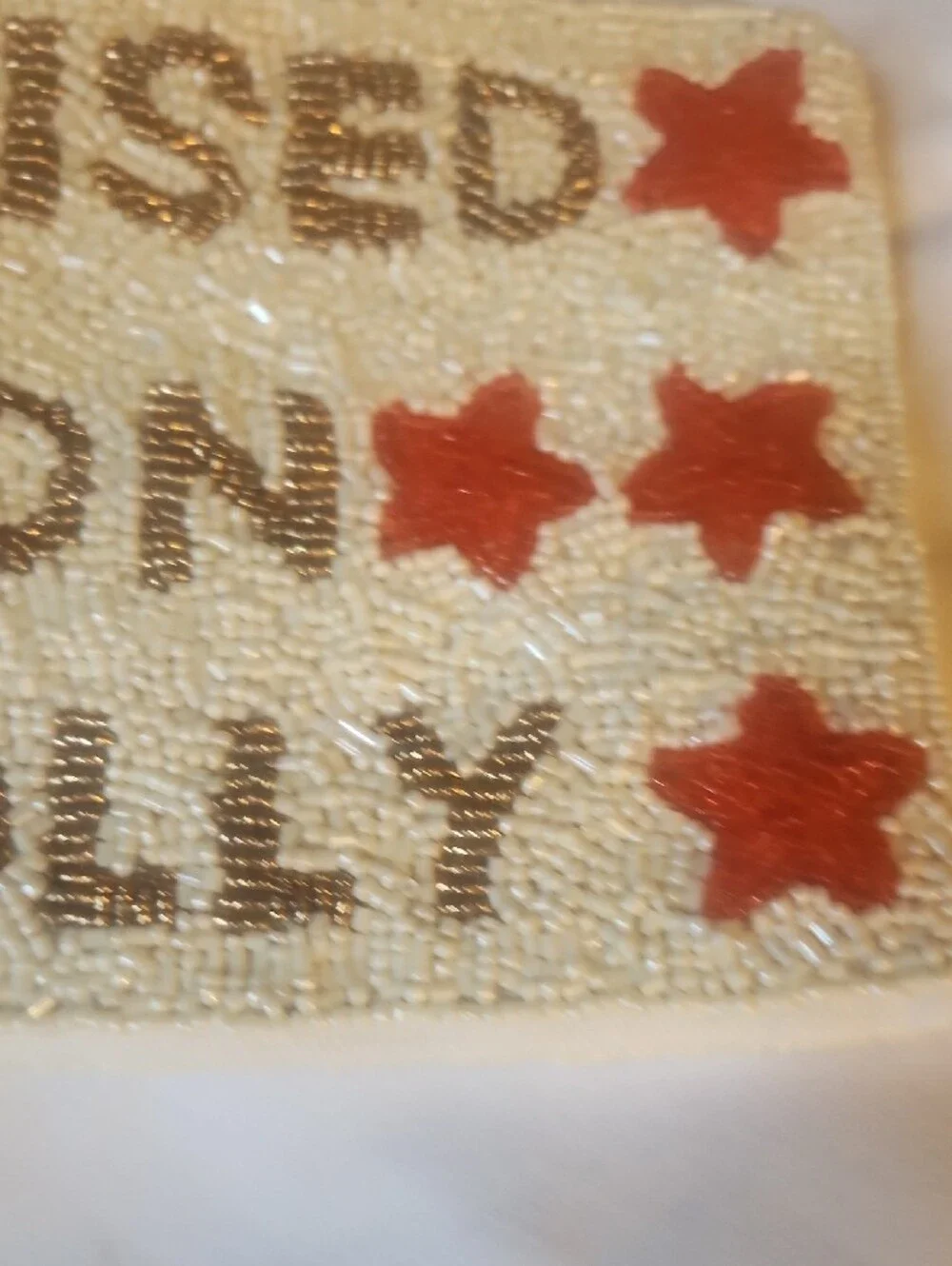 Raised on Dolly Beaded Pouch - White & Red